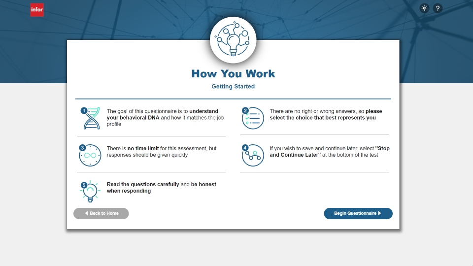 screenshot of Infor Talent Science